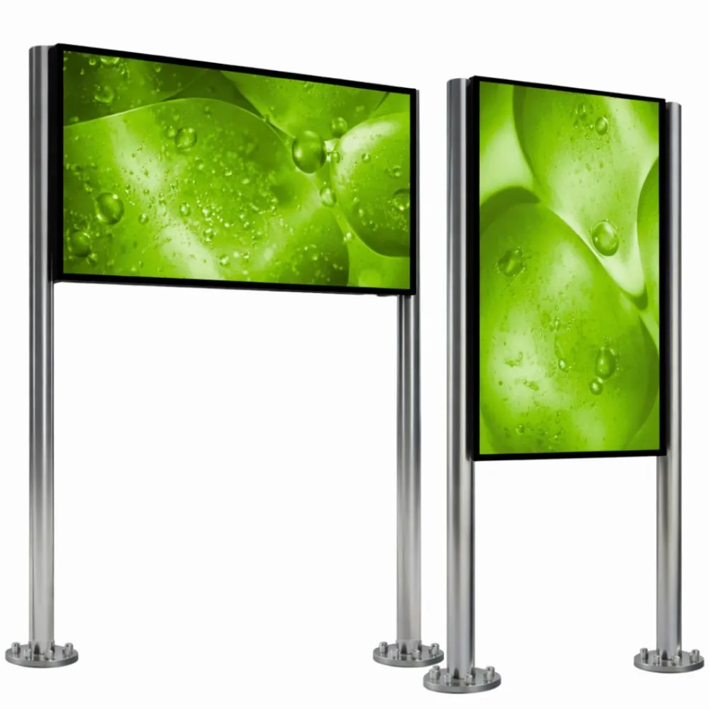 Komplett-Stele mit Edelstahl-Standfuss und Display - Variante 3: PC und Touch